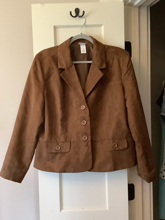 Vicki Wayne Jackets & Blazers - Women’s Brown Suede-Effect Blazer Jacket